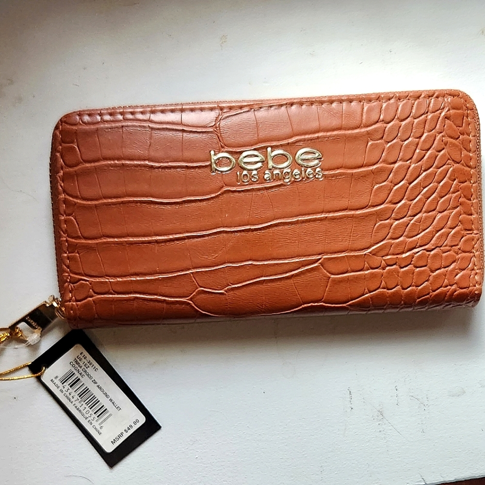 NWT bebe zip around faux crocodile wallet